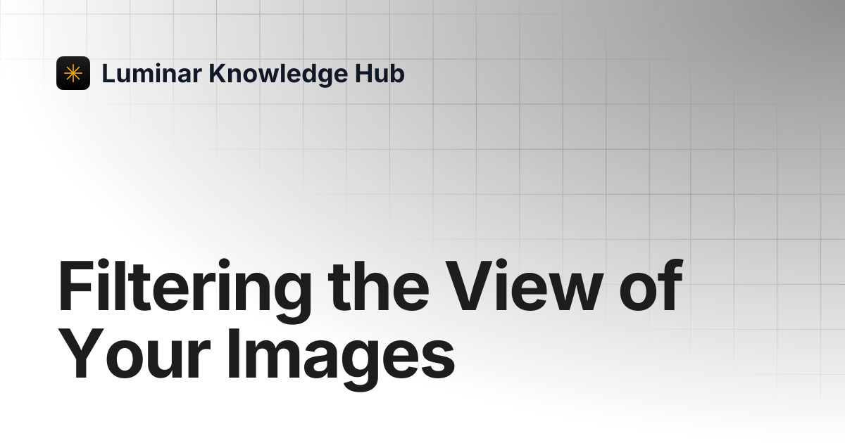 Filtering the View of Your Images | Luminar Knowledge Hub